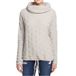 Bella Luxx Los Angeles Gray Basket Weave Cowl Neck Sweater